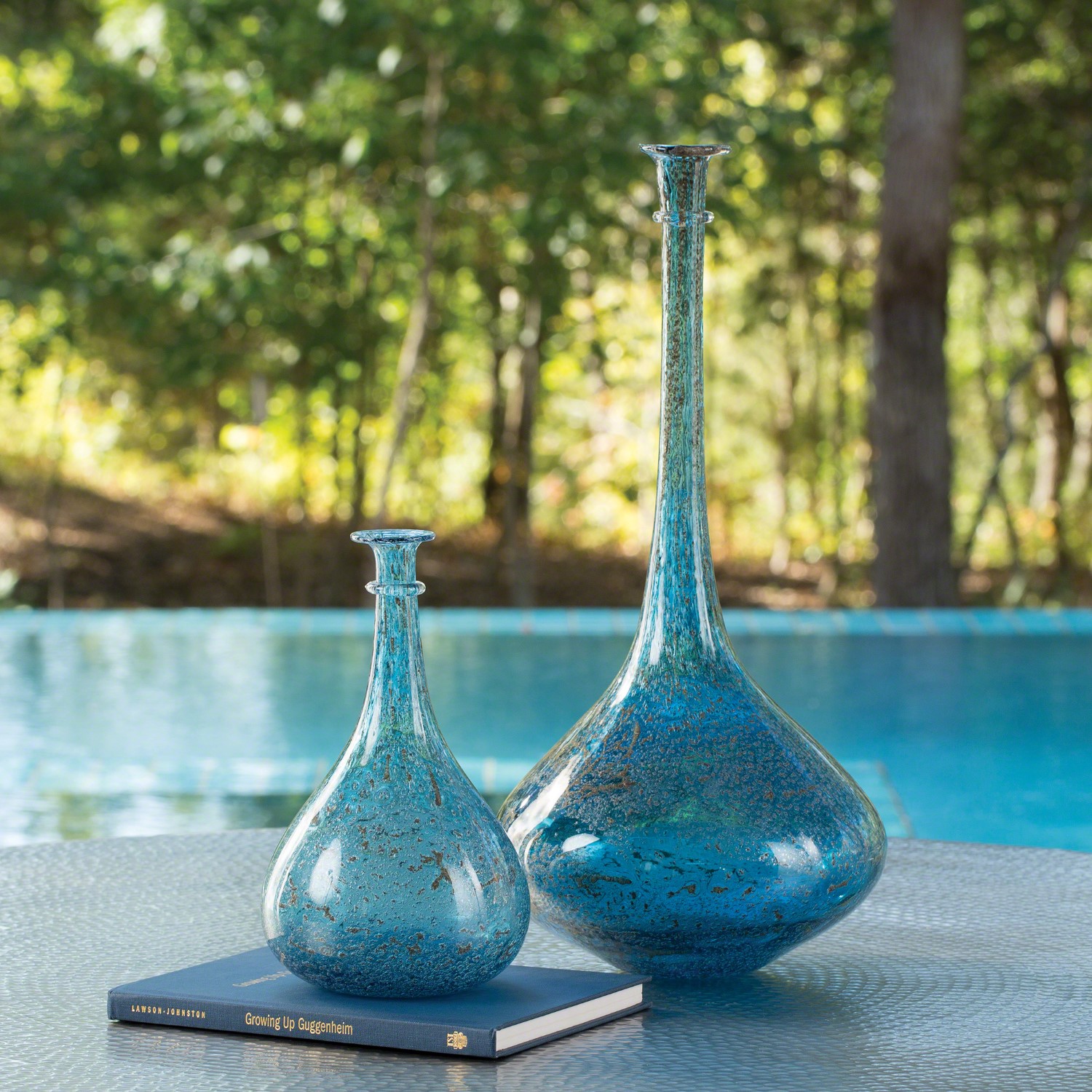 Pompeii VesselBlue Granilla Glass Vase Peach Tree Designs