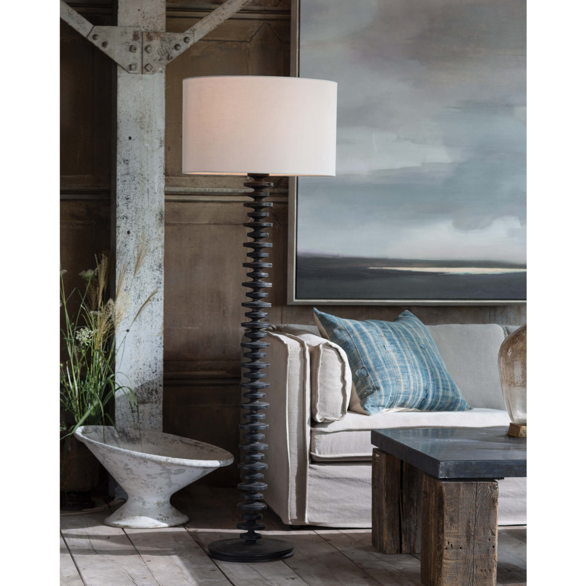 Ebony Ripple Floor Lamp-$1,050.00