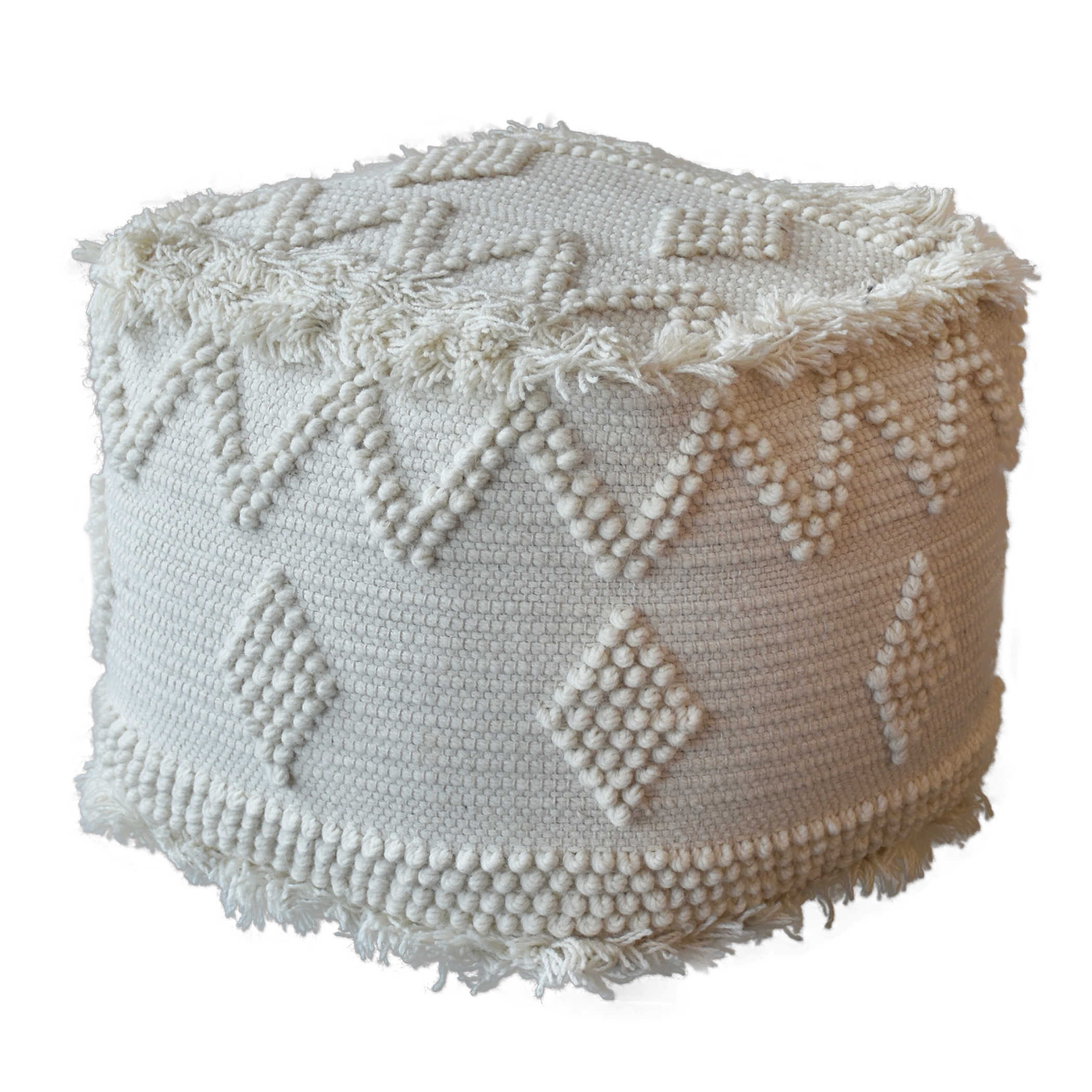White Bohemian Pouf Peach Tree Designs