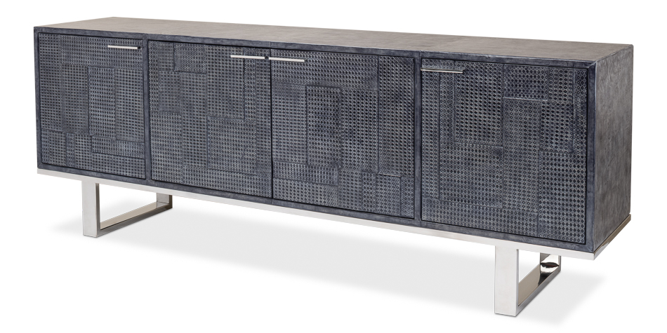 Blue Leather Credenza-$4,195.00