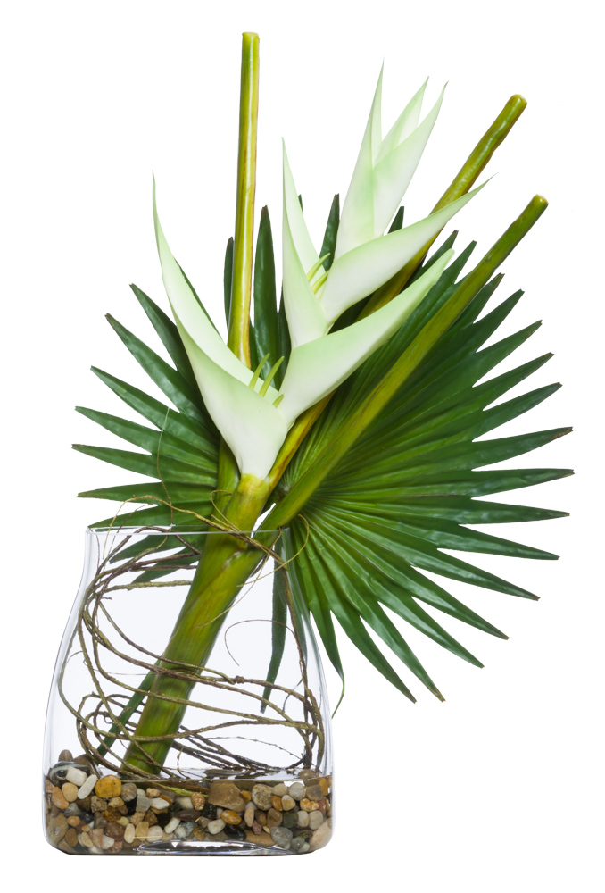 CREAM/GREEN HELICONIA/FAN PALM WATER LIKE-$270.00