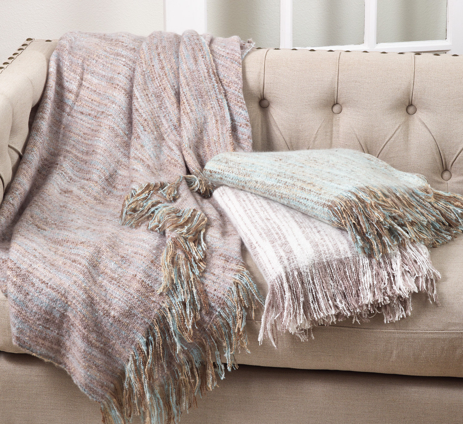 Faux Mohair Throw, Aqua-$112.00