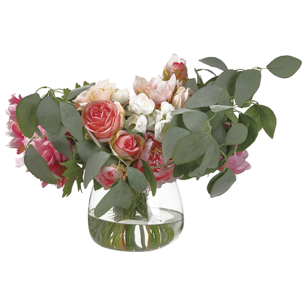 Peony/Rosemary in glass vase-$328.00