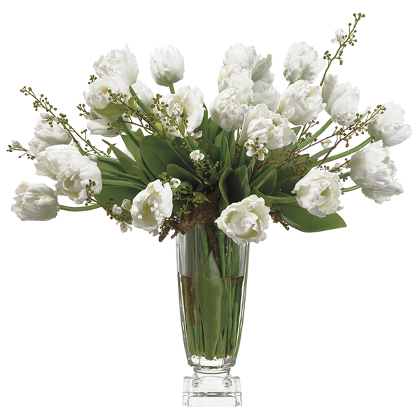 Parrot Tulips in Glass Vase-$698.00