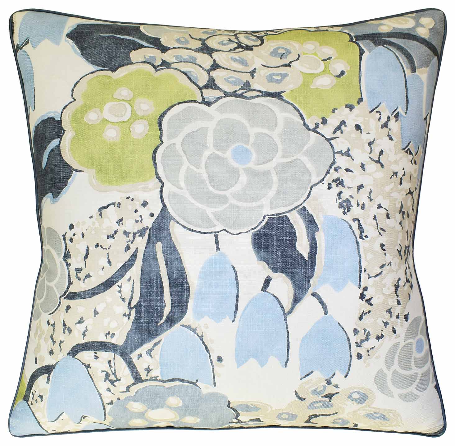 Mod Flowers Pillow Citrus and Blue-$325.00