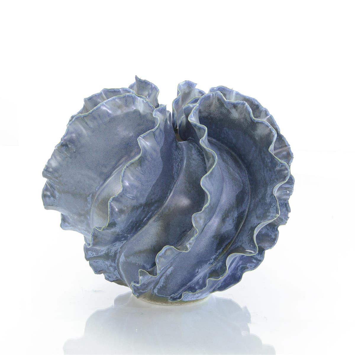 Blue Ruffle Vase, short-$498.00