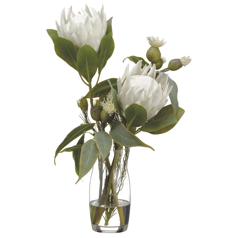 White Protea/Eucalyptus Arrangement-$190.00