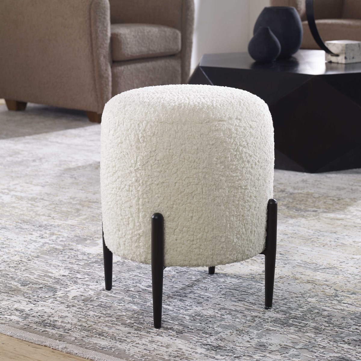 Faux Shearling Ottoman-$479.00