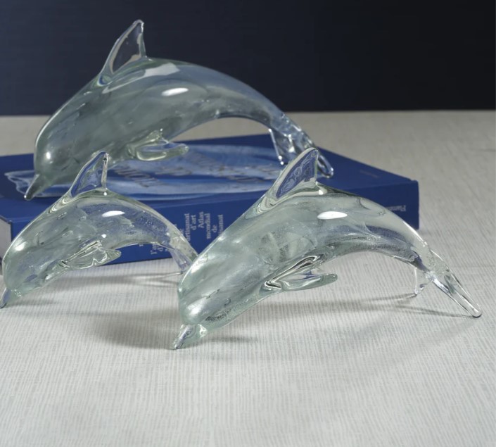 Decorative Glass Dolphin Sculptures